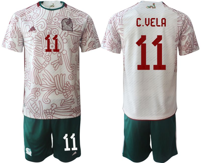 Men 2022 World Cup National Team Mexico away white #11 Soccer Jerseys